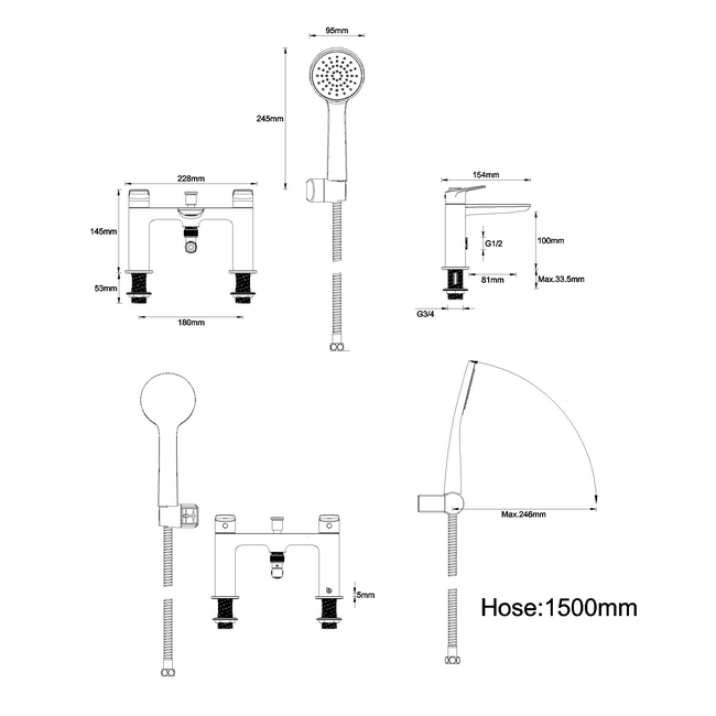 Britton Greenwich Bath Shower Mixer Tap