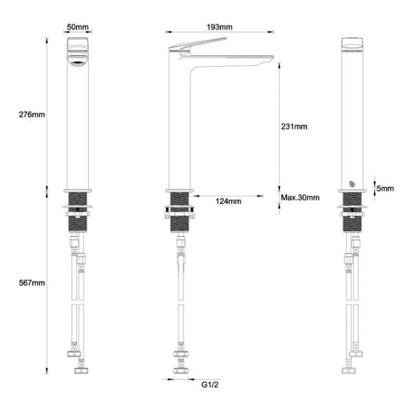 Britton Greenwich Tall Mono Basin Mixer Tap - Taps