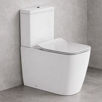 Britton Hoxton Rimless Square Close Coupled Toilet With Toilet Seat And Fixings - Gloss White
