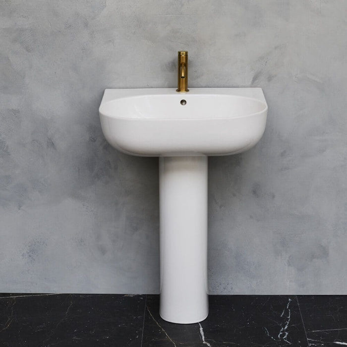 Britton Milan 500mm Basin with Full Pedestal 1 Tap Hole