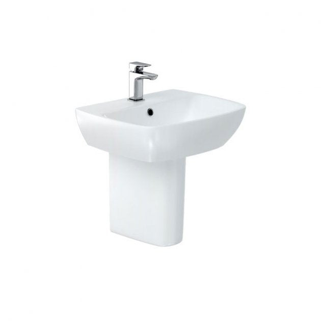 Britton My Home Basin With Semi Pedestal - 1TH White 500mm