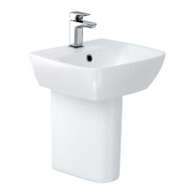 Britton My Home Basin With Semi Pedestal - 1TH White 400mm