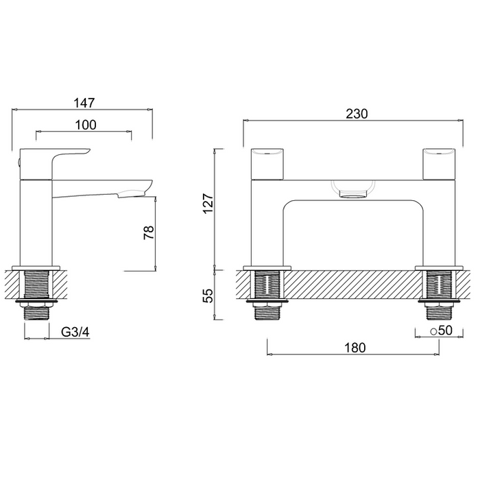 Britton My Home Bath Filler Tap - Chrome - Bath Filler Taps