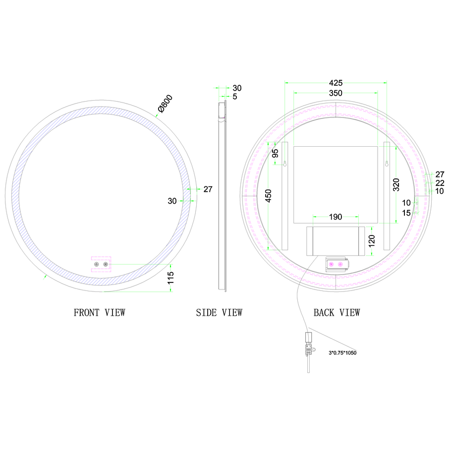 Britton Shoreditch Circular LED Mirror - Clear