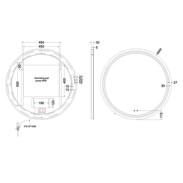 Britton Shoreditch Circular LED Mirror - Clear