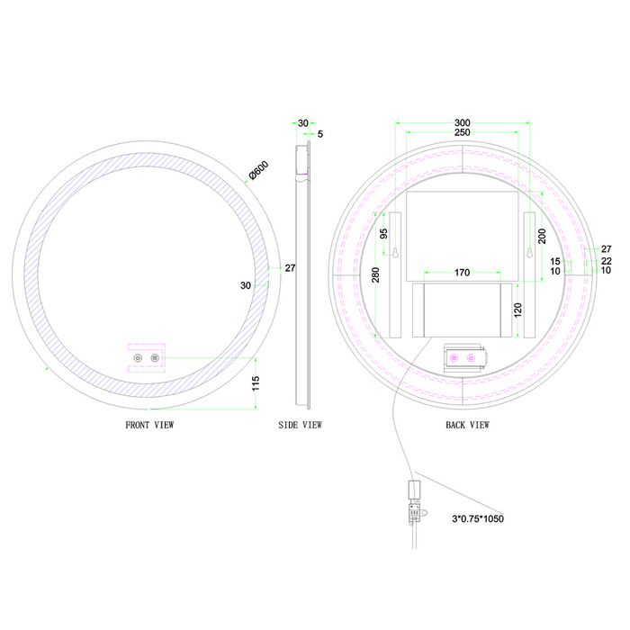 Britton Shoreditch Circular LED Mirror - Clear