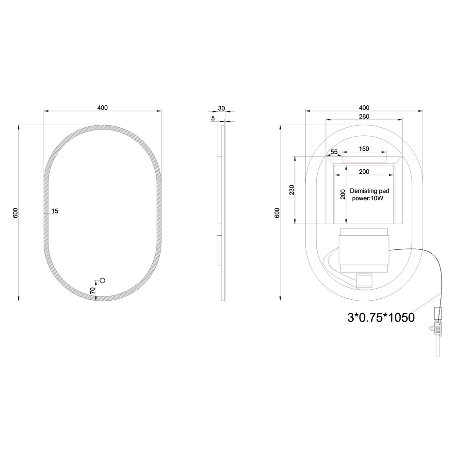 Britton Shoreditch Oblong LED Mirror - Clear