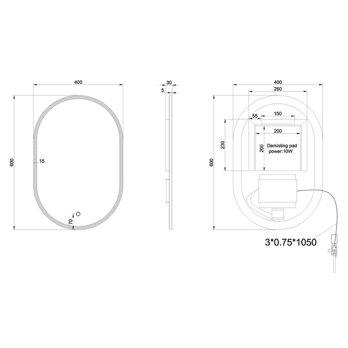 Britton Shoreditch Oblong LED Mirror - Clear - Illuminated