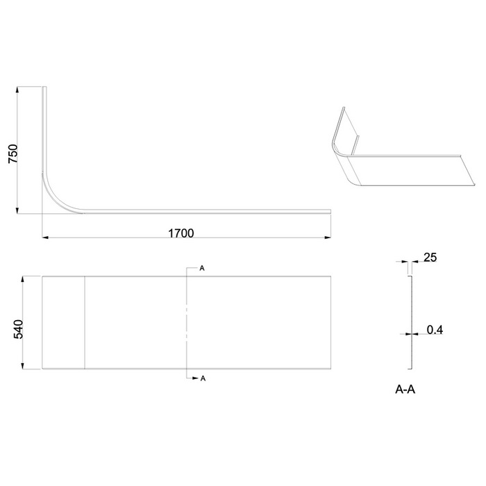 Britton Viride 1700mm Offset Bath Front Panel - White