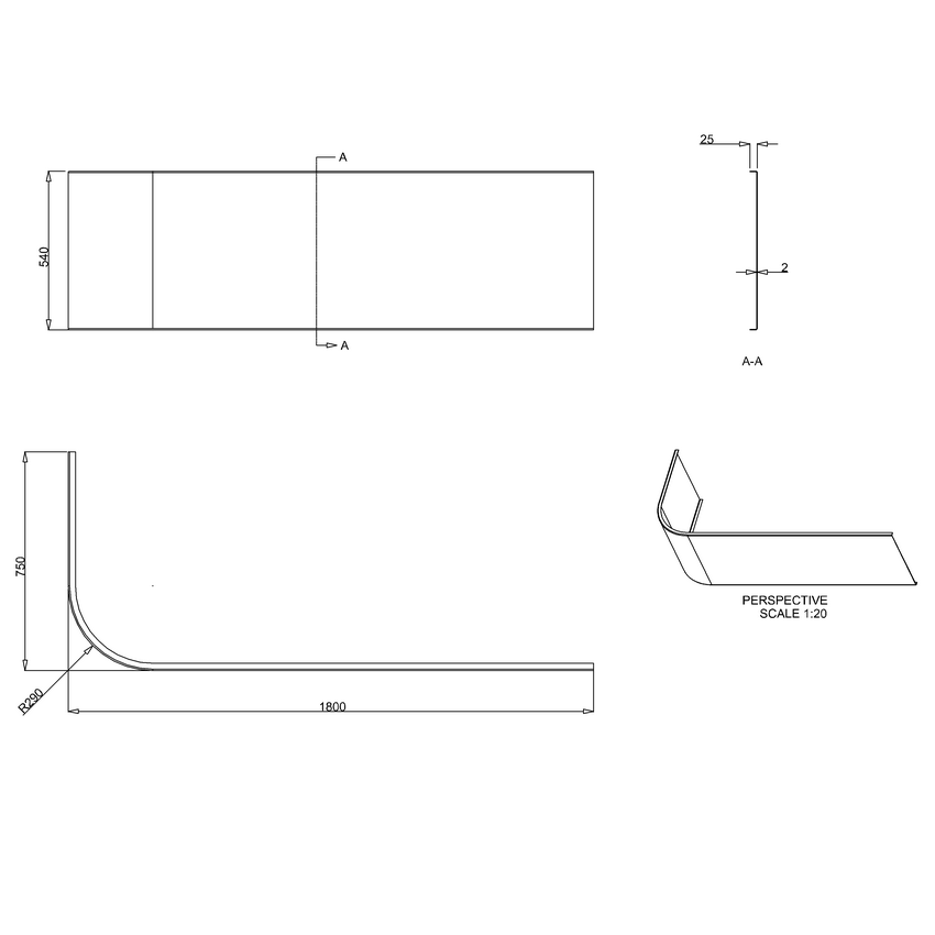 Britton Viride 1800mm Front Bath Panel - White