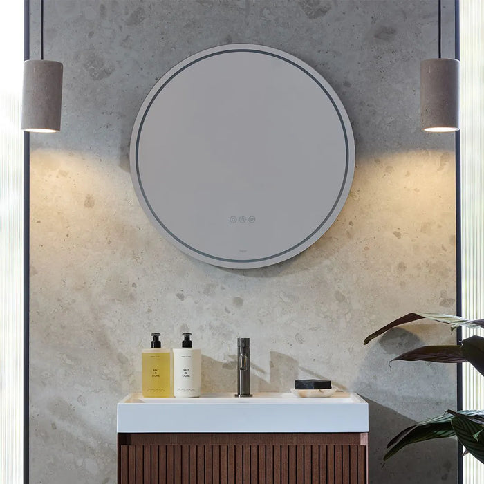 Vado Groove Round Frameless Illuminated LED Mirror with Demister