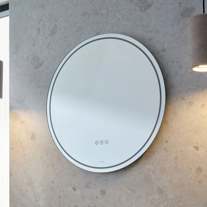 Vado Groove Round Frameless Illuminated LED Mirror with Demister