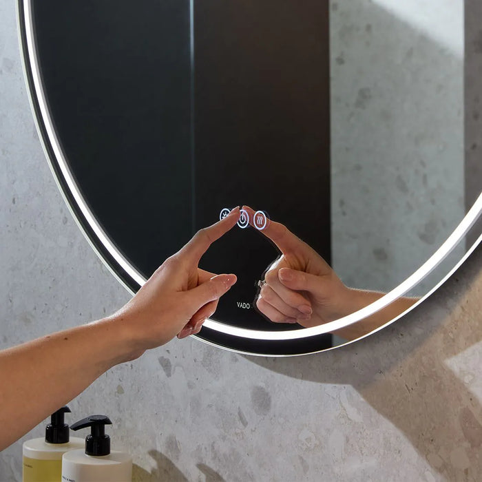 Vado Groove Round Frameless Illuminated LED Mirror with Demister