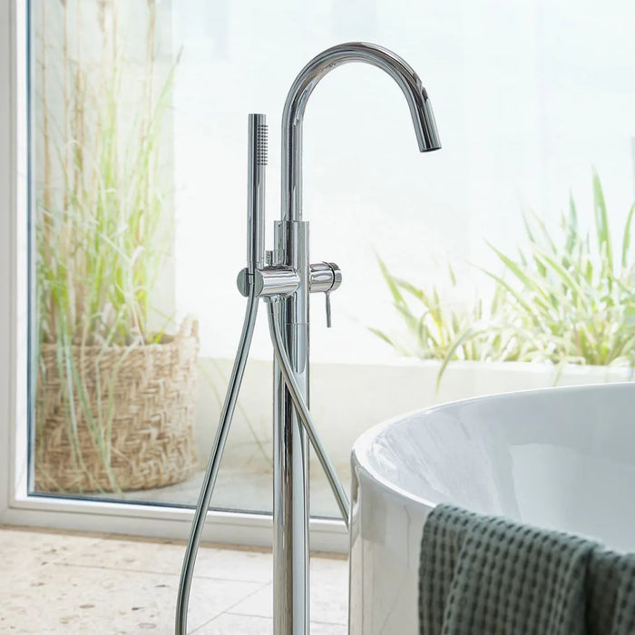 Vado Safari Lever Floorstanding Bath Shower Mixer Tap with Shower Kit
