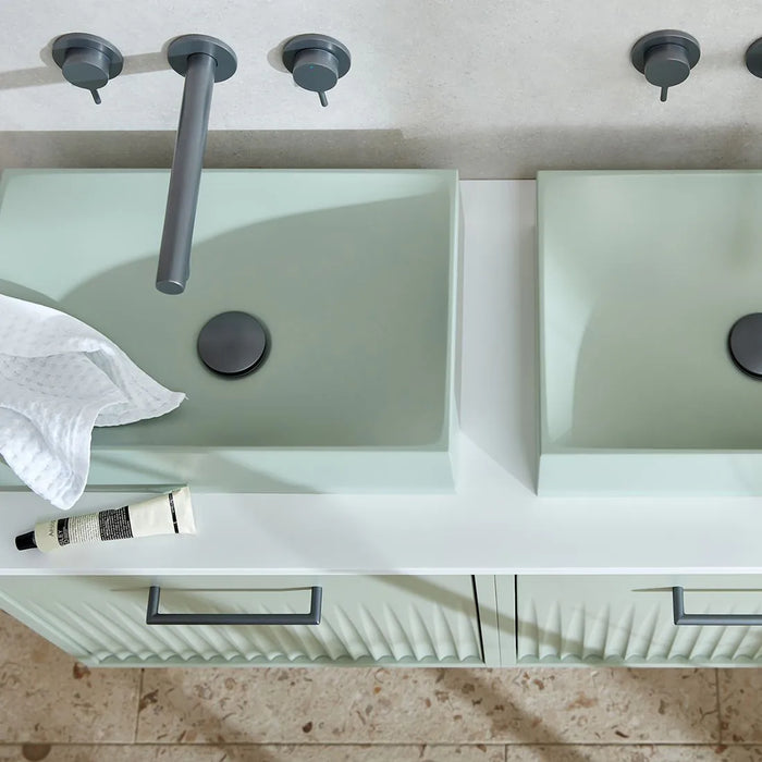 Vado Safari Lever 3 Hole Wall Mounted Basin Mixer Tap for Low Pressure System