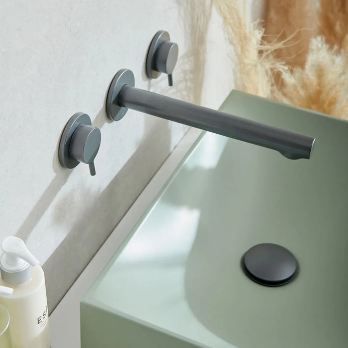 Vado Safari Lever 3 Hole Wall Mounted Basin Mixer Tap for Low Pressure System