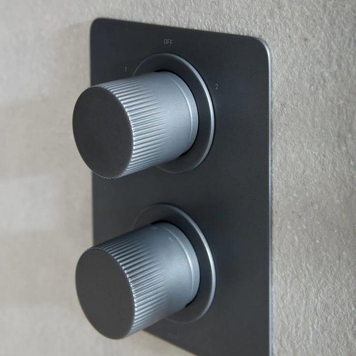 Vado Safari Fluted Leverless Concealed 2 Outlet 2 Handle Thermostatic Shower Valve