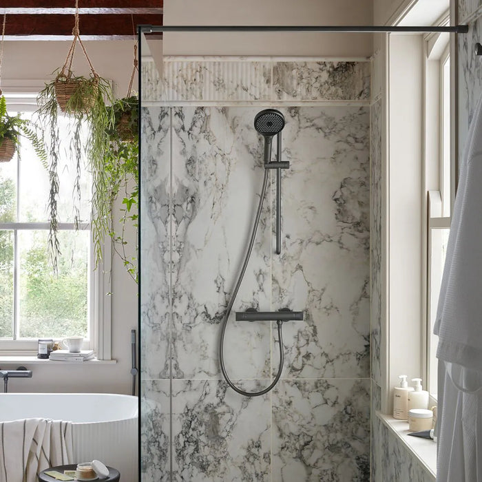 Vado Safari Fluted Leverless Wall Mounted Exposed Thermostatic Bar Shower Valve