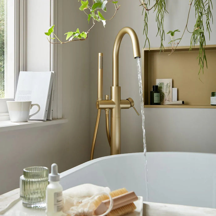 Vado Safari Lever Floorstanding Bath Shower Mixer Tap with Shower Kit