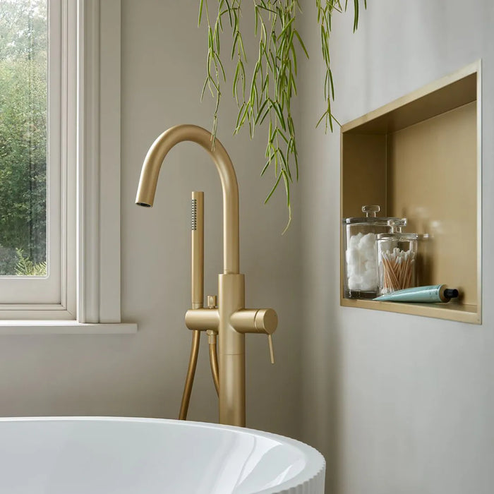 Vado Safari Lever Floorstanding Bath Shower Mixer Tap with Shower Kit