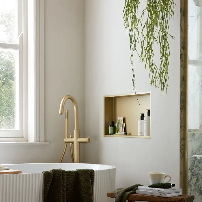 Vado Safari Fluted Leverless Twist-Top Floorstanding Bath Shower Mixer Tap with Shower Kit