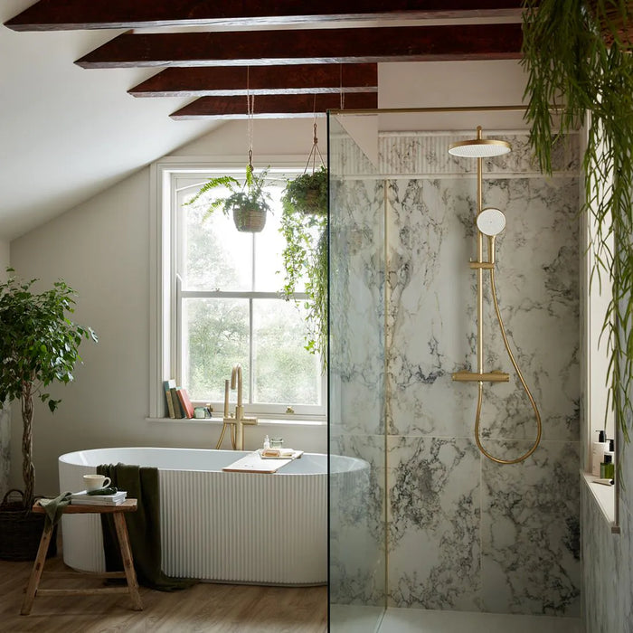Vado Safari Lever Wall Mounted Exposed Thermostatic Bar Valve with Shower Head & Handset Kit