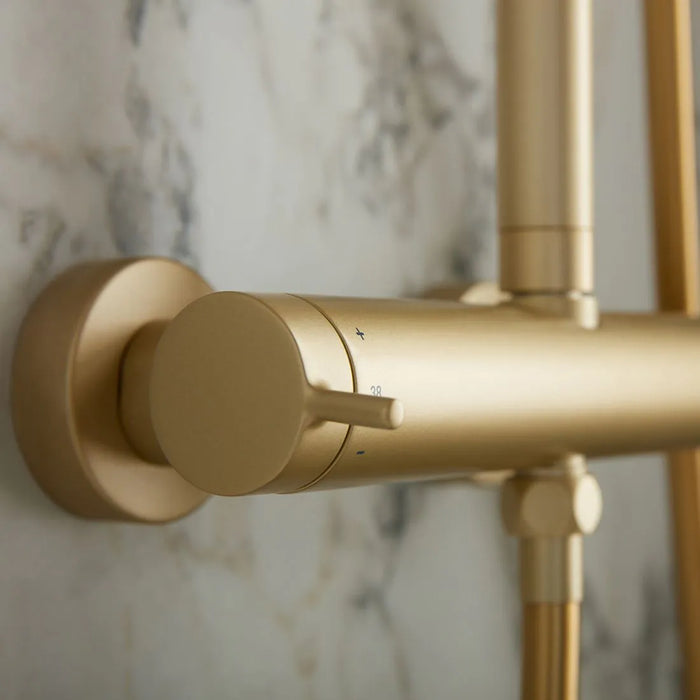 Vado Safari Lever Wall Mounted Exposed Thermostatic Bar Valve with Shower Head & Handset Kit