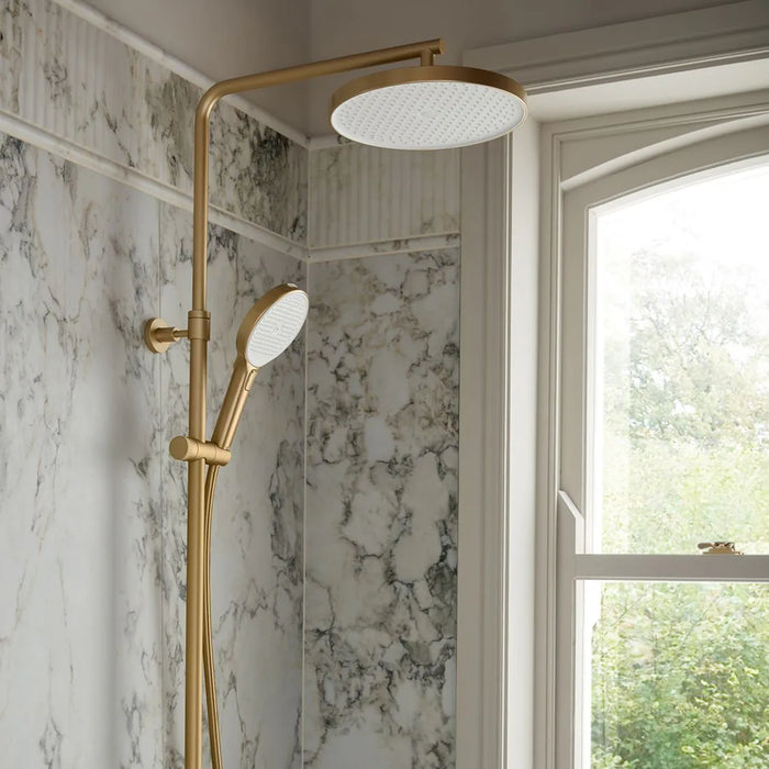 Vado Safari Fluted Leverless Wall Mounted Exposed Thermostatic Bar Valve with Shower Head & Handset Kit