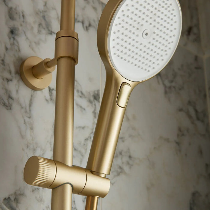 Vado Safari Lever Wall Mounted Exposed Thermostatic Bar Valve with Shower Head & Handset Kit