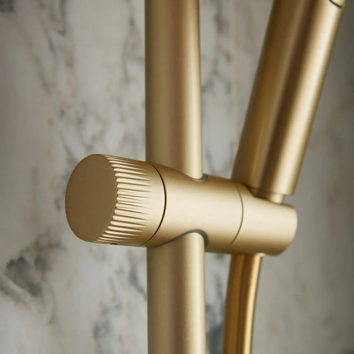 Vado Safari Fluted Leverless Wall Mounted Exposed Thermostatic Bar Valve with Shower Head & Handset Kit