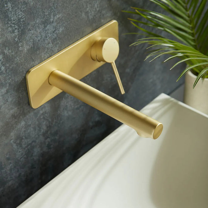 Vado Safari Lever 2 Hole Wall Mounted Basin Mixer Tap with Square Backplate