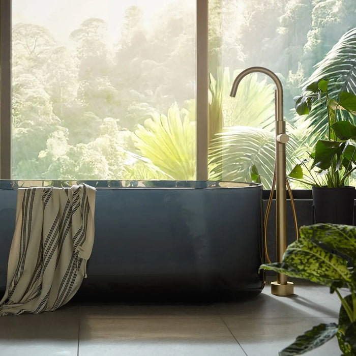 Vado Safari Fluted Leverless Twist-Top Floorstanding Bath Shower Mixer Tap with Shower Kit