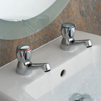 Vado Astra Basin Pillar Taps - With Flow Regulator - Chrome