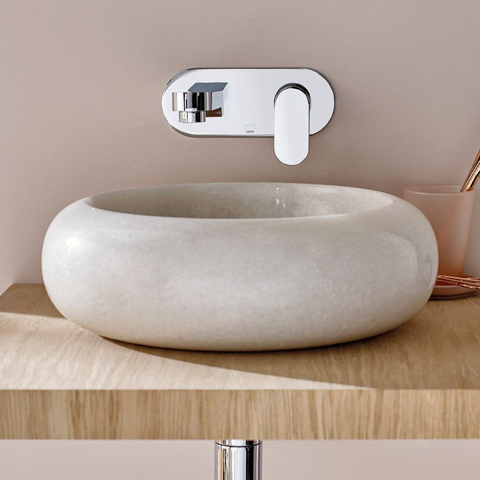 Vado Life Wall Mounted 2 Hole Basin Mixer Tap With 200mm Spout and Oval Back Plate - Chrome