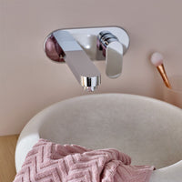 Vado Life Wall Mounted 2 Hole Basin Mixer Tap With 230mm Spout and Oval Back Plate - Chrome