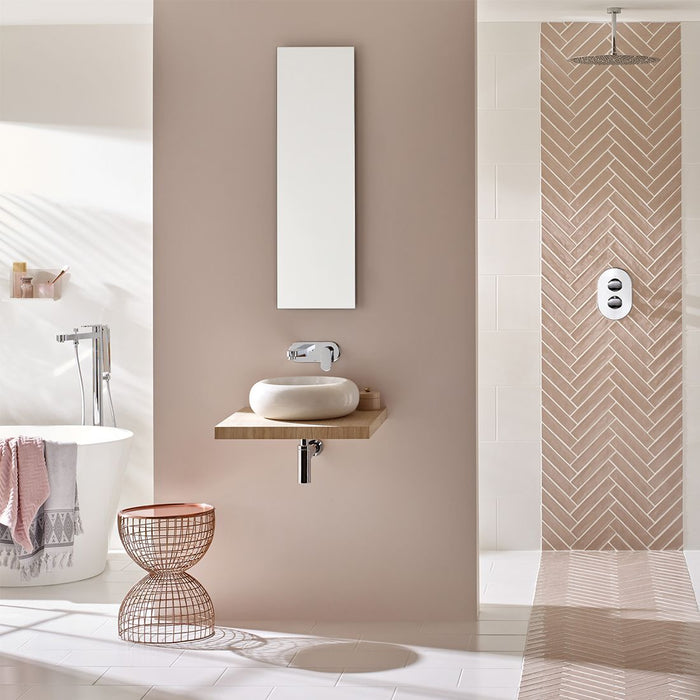 Vado Life Wall Mounted 2 Hole Basin Mixer Tap With 230mm Spout and Oval Back Plate - Chrome