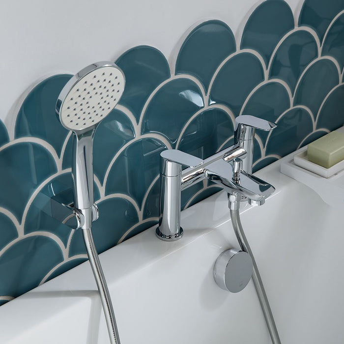 Vado Photon Deck Mounted Bath Shower Mixer Tap With Shower Kit - Chrome