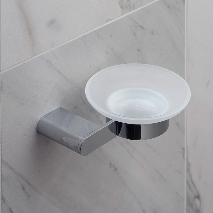 Vado Photon Frosted Glass Soap Dish And Holder - Chrome