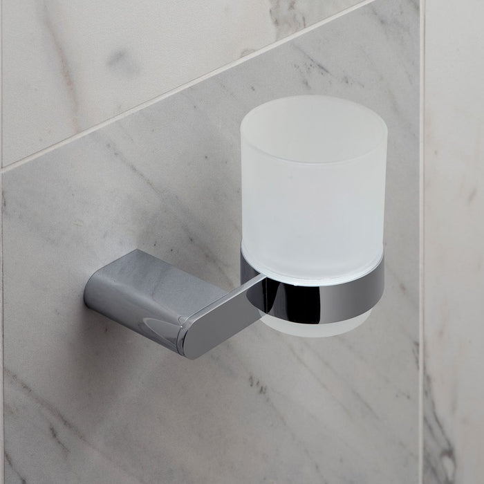 Vado Photon Frosted Glass Tumbler And Holder - Chrome