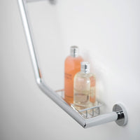 Vado Spa Angled Grab Rail With Basket - 456mm Wide - Chrome