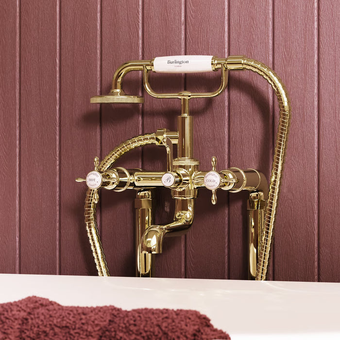 Burlington Guild Floorstanding Bath Shower Mixer Tap With Union And Stand Pipe