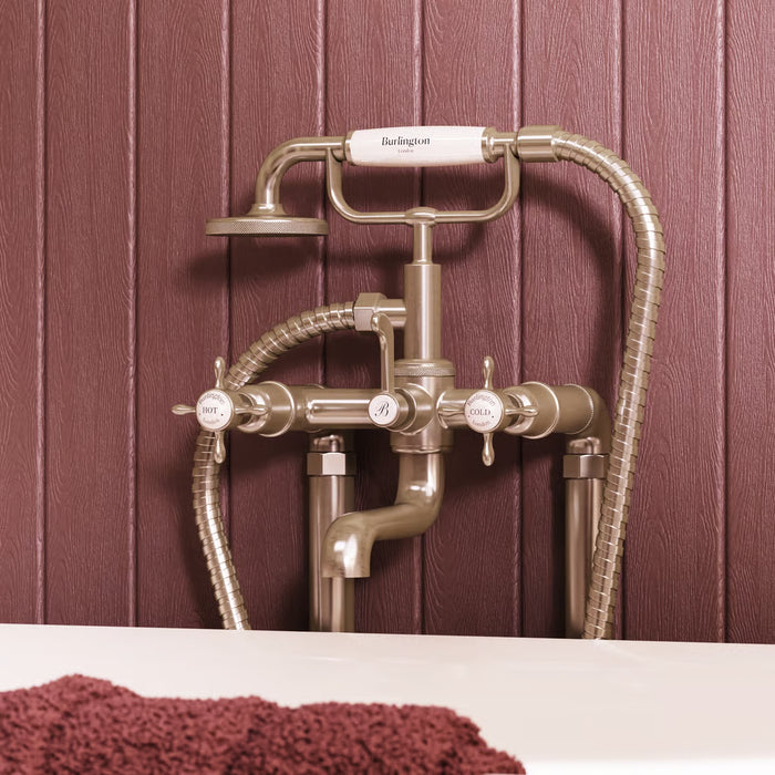 Burlington Guild Floorstanding Bath Shower Mixer Tap With Union And Stand Pipe
