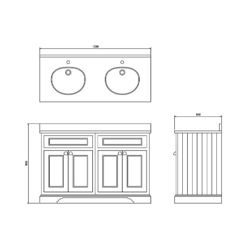 Burlington 1300mm 4 Door Floorstanding Vanity Unit