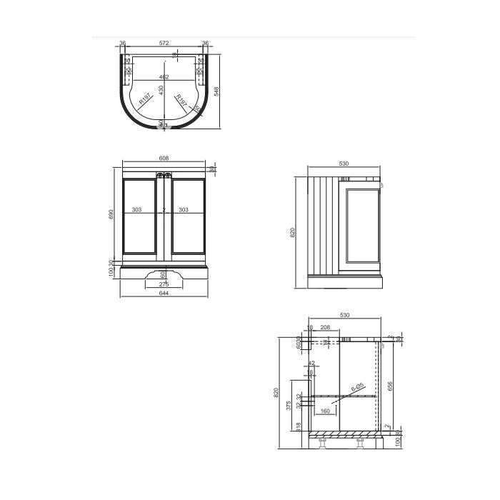 Burlington 2 Door Floorstanding Vanity Unit With Basin
