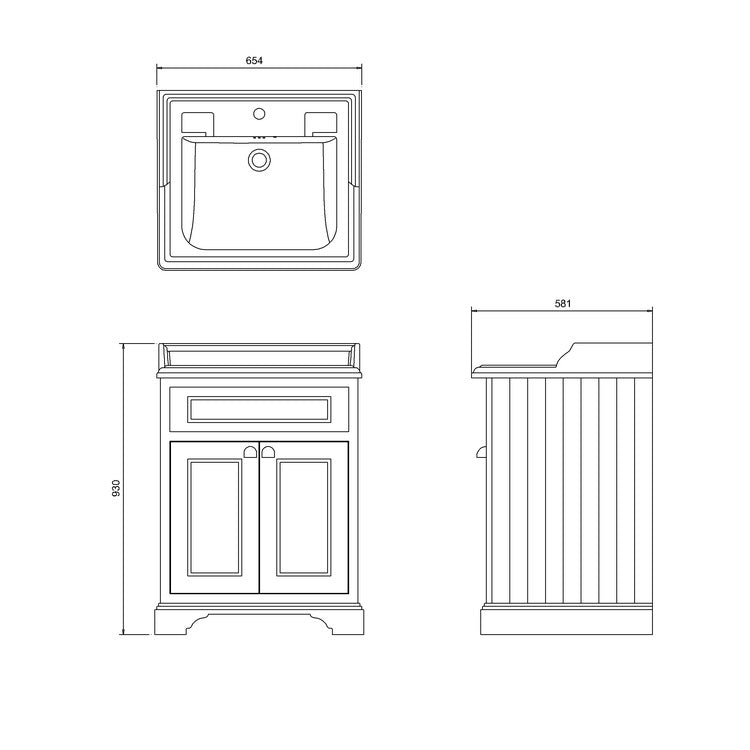 Burlington 650m 2 Door Freestanding Vanity Unit