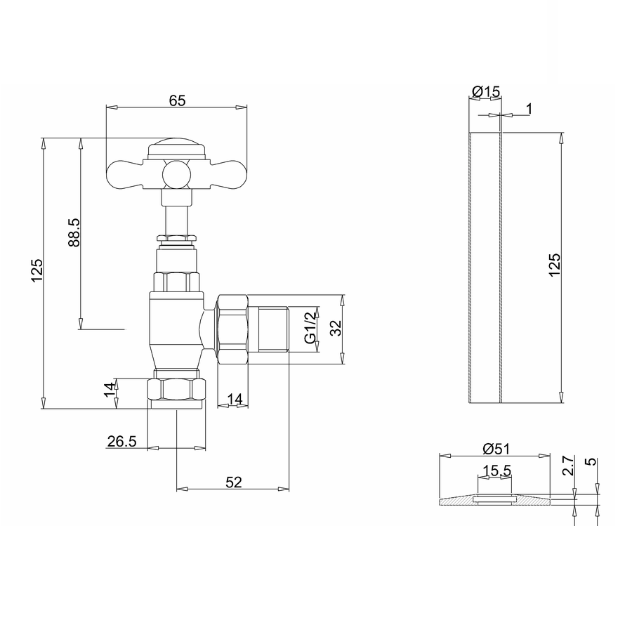 Burlington Angled Radiator Valves (pair) - Heating