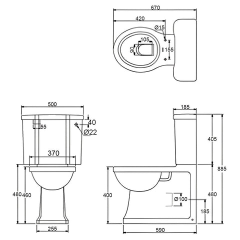 Burlington Arcade Close Coupled Traditional Toilet