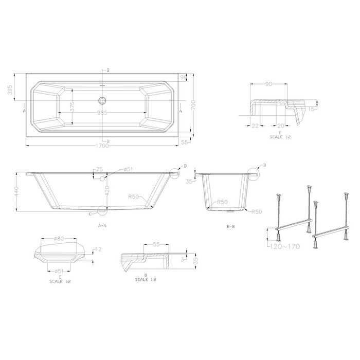 Burlington Arundel Double Ended Freestanding Bath