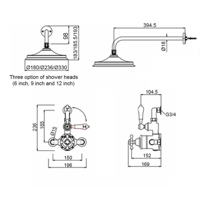 Burlington Avon Single Exposed Thermostatic Shower Mixer