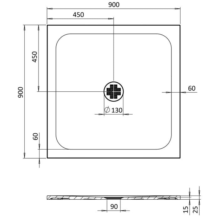 Burlington Bowood Square Shower Tray - White - Square